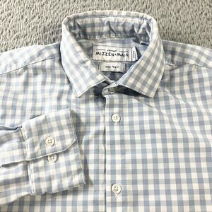 Mizzen+Main Shirt Mens Small Blue Gingham Leeward Trim Fit Dress Long Sleeve